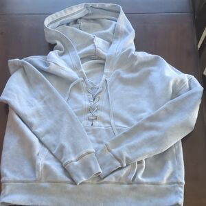 American Eagle Outfitters Light Gray Hoodie Sweater